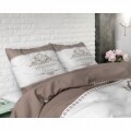 Lenjerie de pat dubla Luxurious Taupe, Royal Textile, 3 piese, 200 x 220 cm, 100% bumbac, taupe