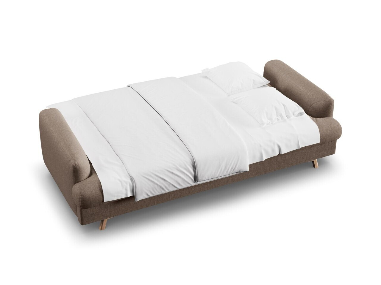 Canapea extensibila 3 locuri, Naomi, Micadoni Home, 233x110x95 cm, tesatura structurata, cappuccino — imaginea 2