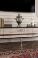 Comoda TV, Hanah Home, Ilay, 180x41x30 cm, Antracit / Travertin / Argint