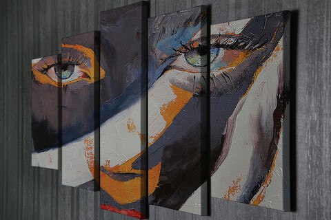 Set 5 tablouri decorative, BC048, Canvas, 70 x 20 cm, Multicolor mezoni.ro