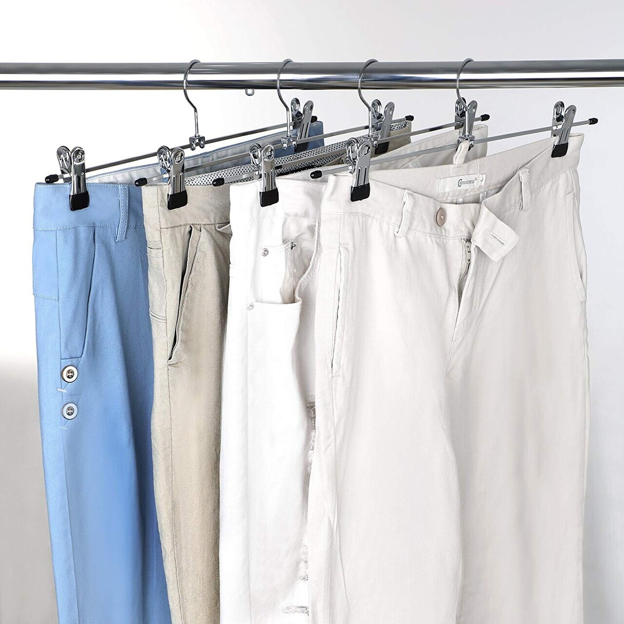 Set 20 umerase metal pantaloni cu cleme, Songmics, max 3 kg, argintiu/negru - view 6
