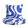 Lenjerie de pat King Size, Color Mosaic, Homla, 3 piese, 200x220 cm, microfibra din poliester, albastru/alb