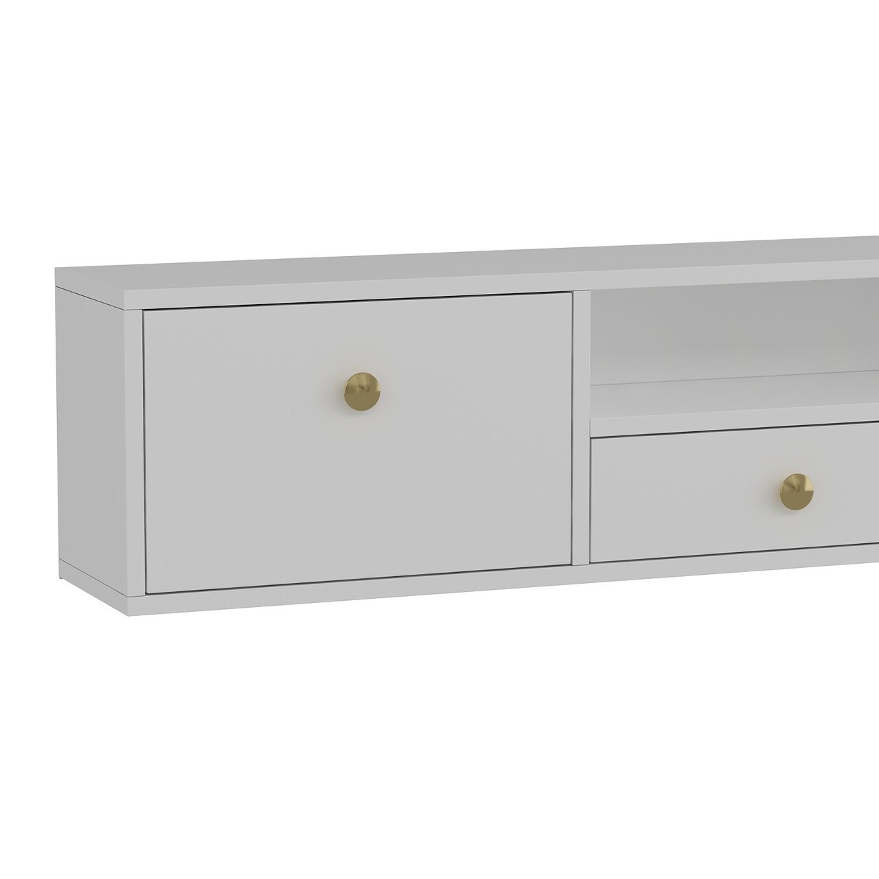 Comoda TV, Hanah Home, 1301-DROP-1, 140x30x30 cm, PAL , Alb/Auriu - view 5