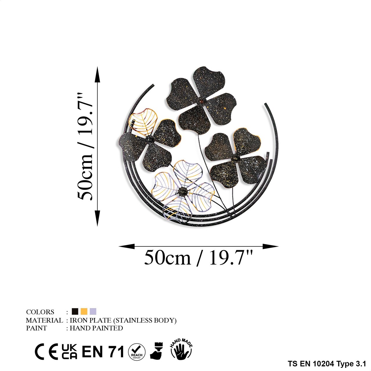 Decoratiune de perete, Shihezi 3, Dimensiune: 50 x 50 x 4 cm, Multicolor - view 7