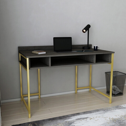 Birou, retricy, alma, 120x60x74.8 cm, pal, auriu / gri închis