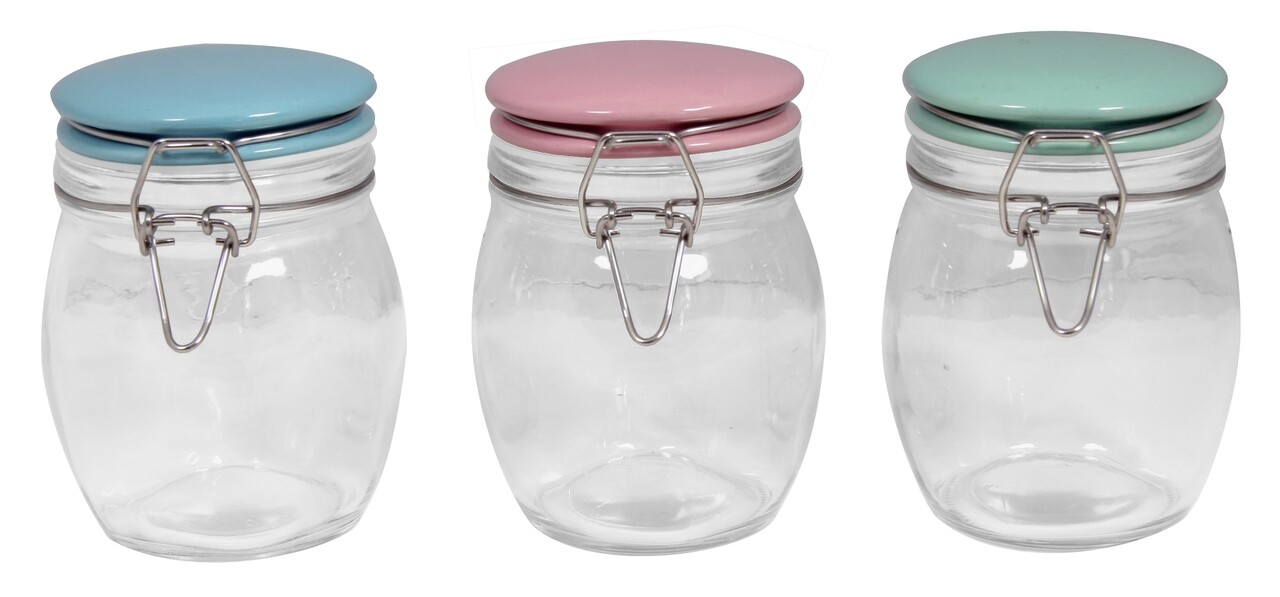 Set 3 Borcane, Sabichi Clip Jar, 700 Ml, Sticla