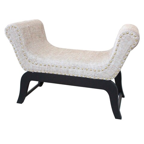 Bancheta Gavin, Creaciones Meng, 90x40x65 cm, MDF/piele ecologica, crem