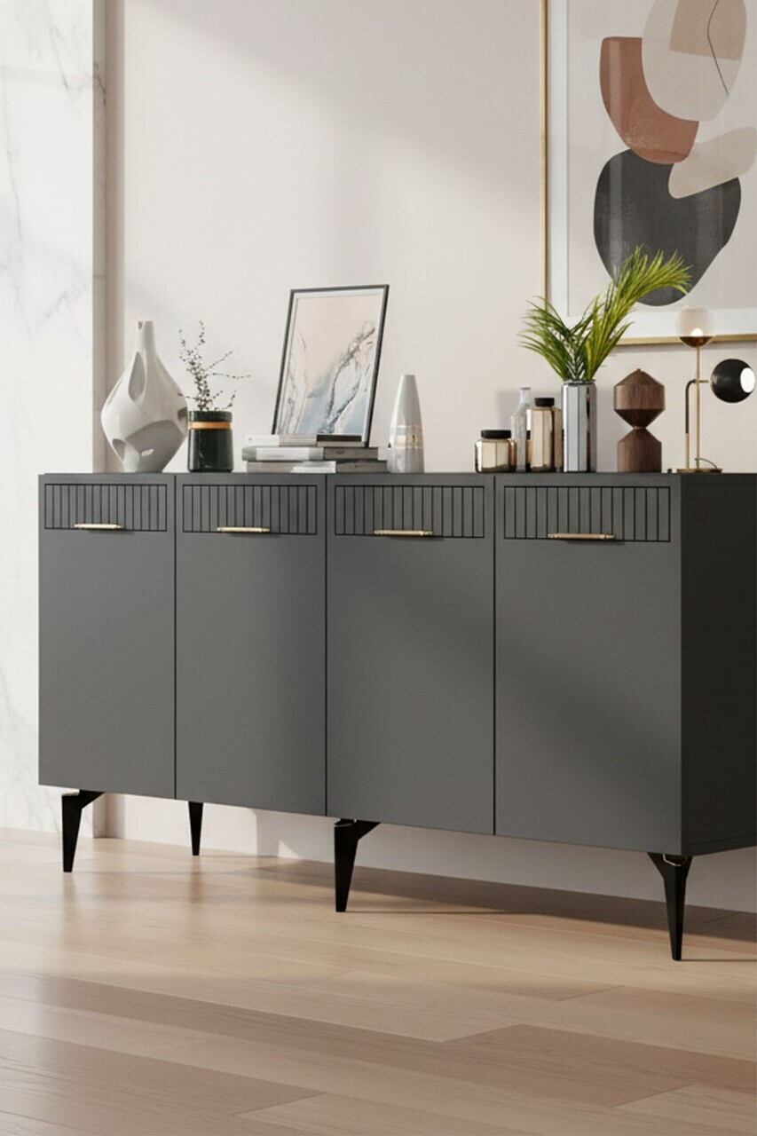 Consola, Hanah Home, Batum 150, 150x79x32 cm, Antracit / Aur — imaginea 2