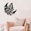 Decoratiune de perete, Butterfly And Flower 2, Metal, Dimensiune: 47 x 1,5 x 49 cm, Negru