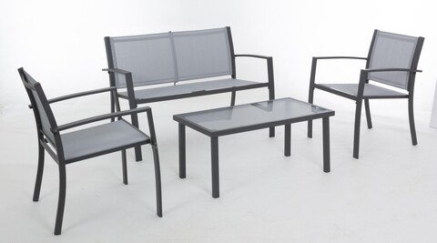 Set mobilier pentru gradina / terasa 4 piese peder, bizzotto, otel / textilena, carbune