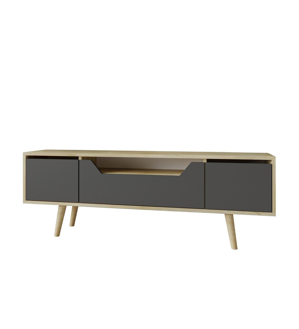 Comoda TV, Hanah Home, Roma 150, 150x53x29.8 cm, PAL, Stejar safir / Antracit - imagine 5