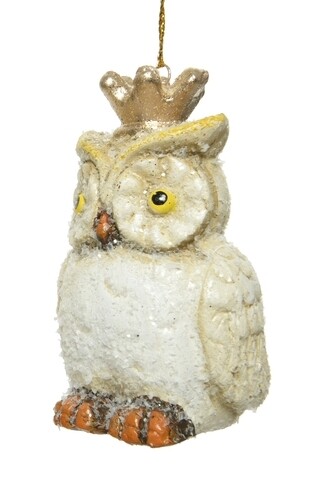 Glob Owl stand, Decoris, 5.5x5.5x8 cm, teracota, alb/auriu
