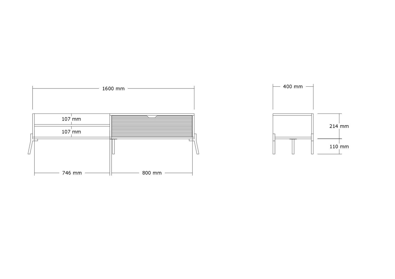 Comoda TV, Puqa Design, Trezza, 160x36x40 cm, PAL, Stejar Safir / Alb