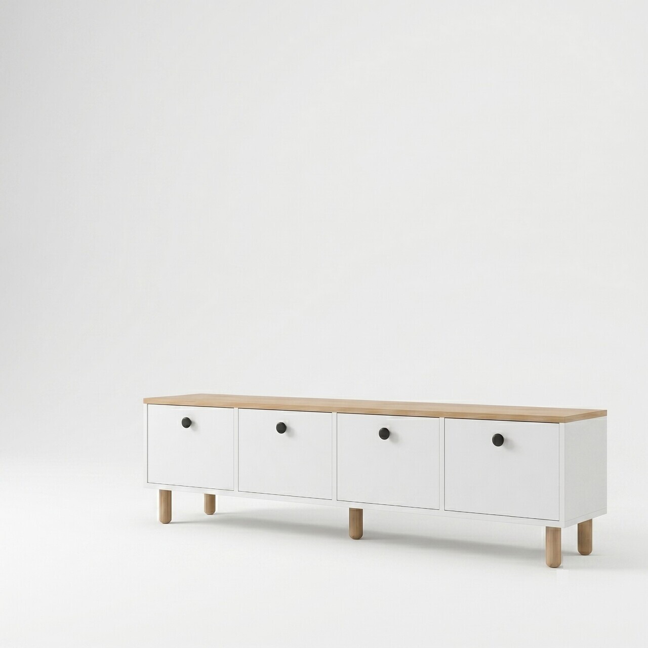Comoda TV, Hanah Home, Pura, 180x50x40 cm, Stejar Safir / Alb — imaginea 4