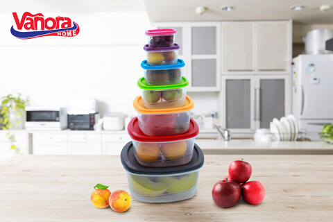 Set 7 caserole patrate vanora, plastic, multicolor