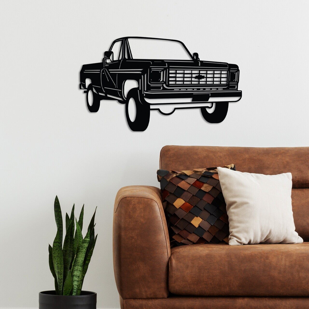 Decoratiune de perete, Chevy K20 Pickup Truck (1976), Dimensiune: 60 x 35 cm , Negru — imaginea 2