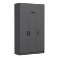 Dulap pentru haine, Minerva, Minar 3 Kapak 2 Çekmece 255, 135x255x52 cm, PAL, Antracit