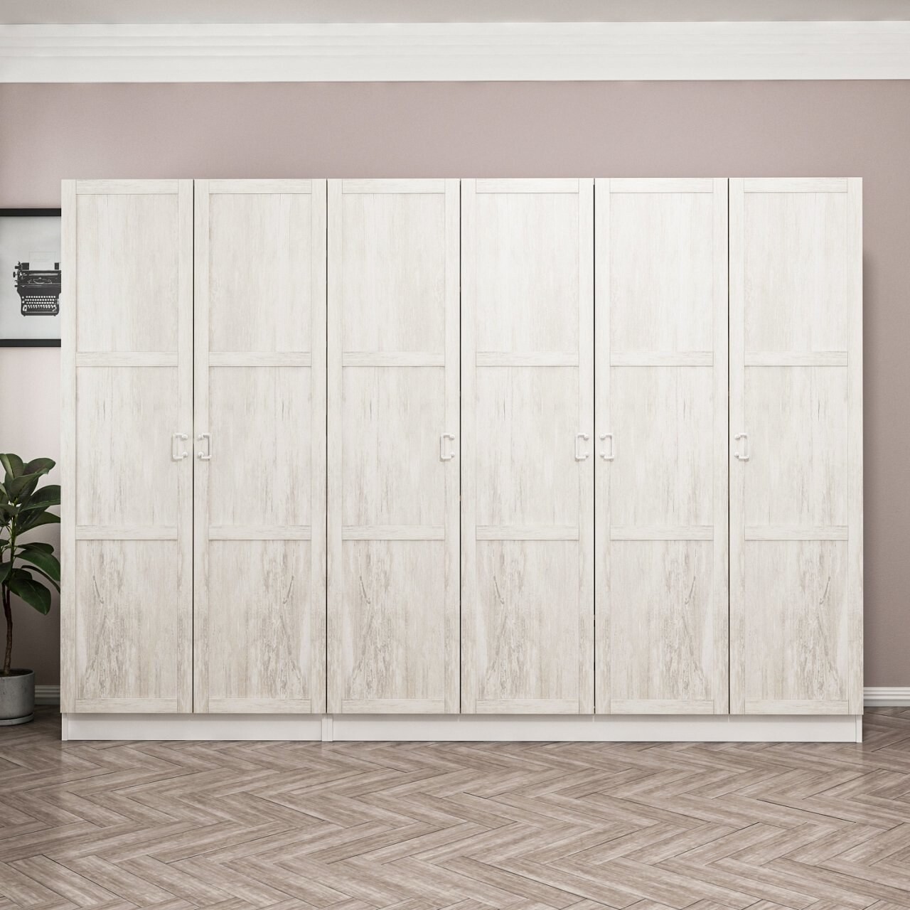 Dulap pentru haine, Minerva, Kale, 270x210x52 cm, PAL, Alb - 1 | YEO