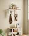 Cuier de perete cu 5 agatatori, Vasagle, 66x30x27 cm, PAL/otel, alb/natural