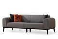 Canapea extensibila cu 3 locuri, Artie, 560ARE2911, Lemn de fag / PAL, Gri deschis