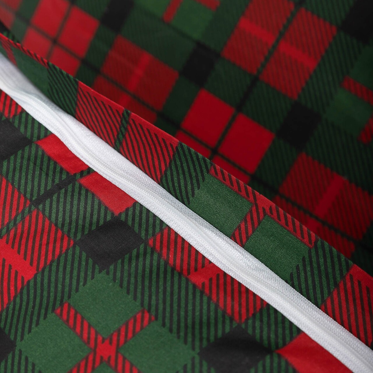 Lenjerie de pat dubla Tartan, Homla, 3 piese, 160x200 cm, bumbac, rosu/verde — imaginea 7