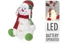 Decoratiune luminoasa Snowman, 17x27 cm, poliester, alb/rosu