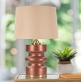 Lampa de masa Rosenthal -B, Mauro Ferretti,  1 x E27, 40W, 36.5x56.5 cm, sticla/fier/textil, maro/auriu