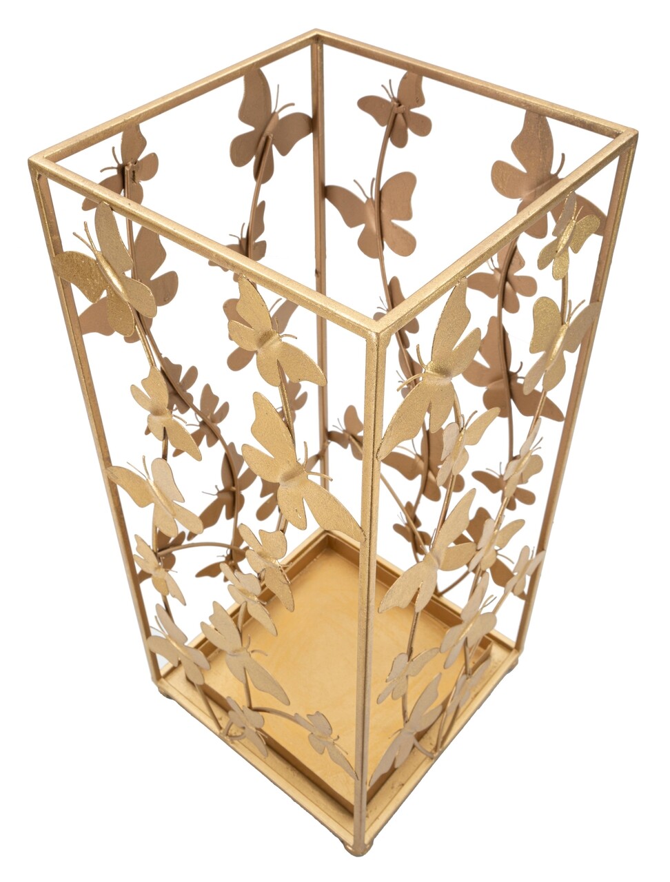 Suport pentru umbrele Butterfly, Mauro Ferretti, 22.5x22.5x48.5 cm, fier, auriu - 2 | YEO