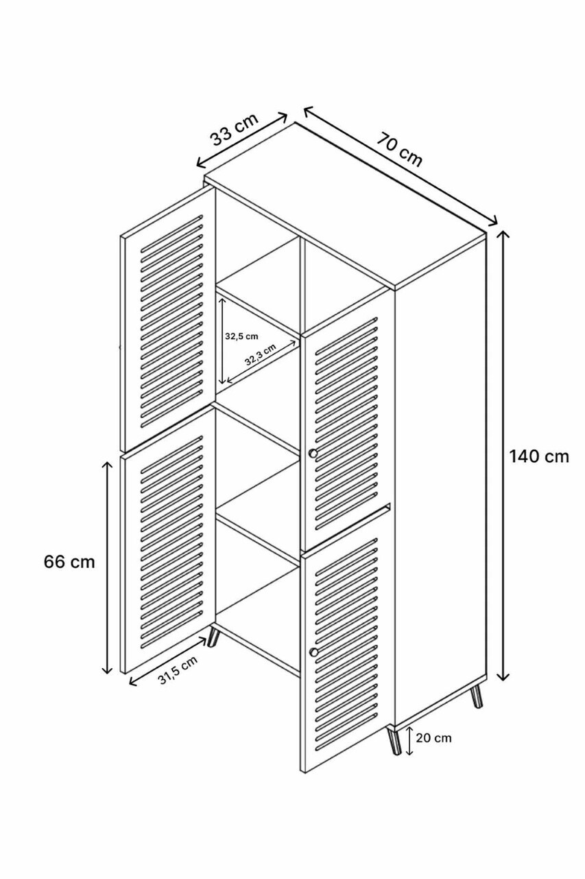 Dulap multifunctional, Hanah Home, Deneb, 70x160x33 cm, MDF, Gresie - view 6