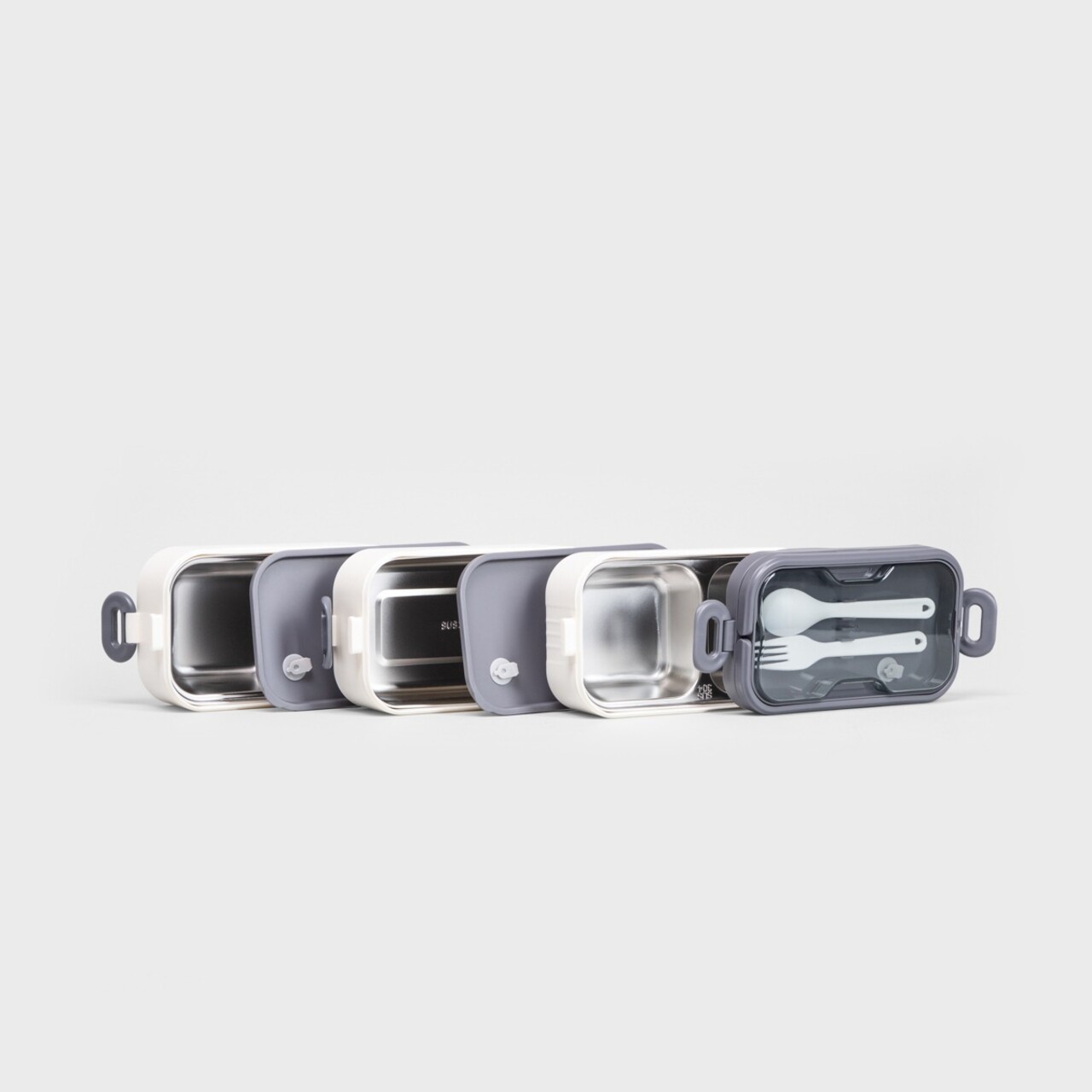 Cutie pentru pranz B2 Mesa, Homla, 2 L, plastic/inox/silicon, bej/gri - imagine 4