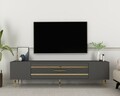 Comoda TV, Olivia, Dekolp2, Antracit / Aur