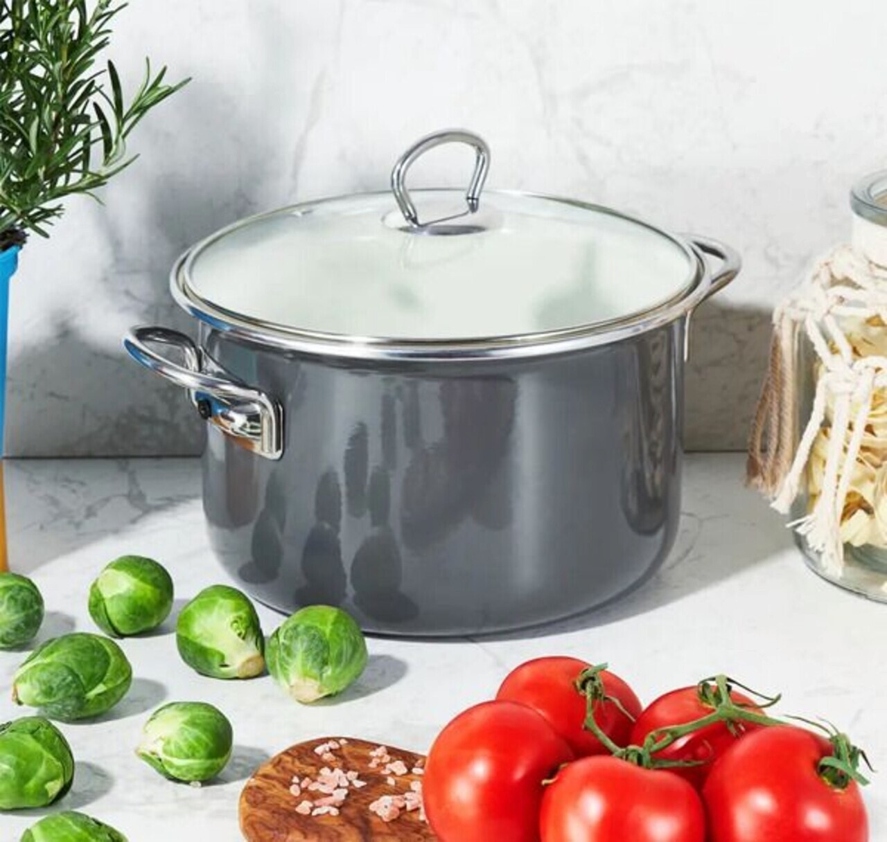 Oala emailata cu capac Optimum, Emalia Olkusz, 3.6 L, otel carbon, gri - imagine 5