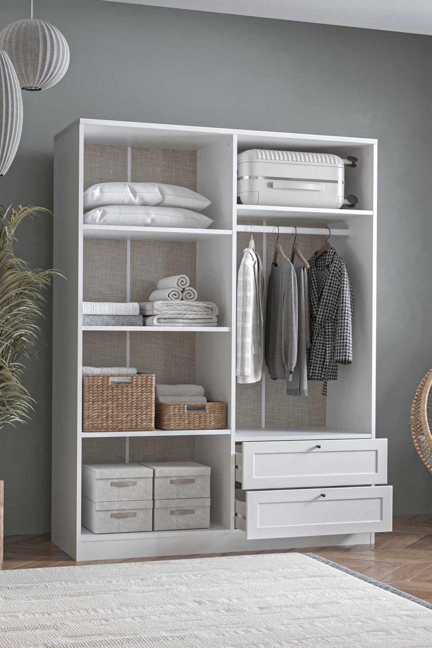 Dulap pentru haine, Hanah Home, Terra 182, 137x182x52 cm, Alb - view 5