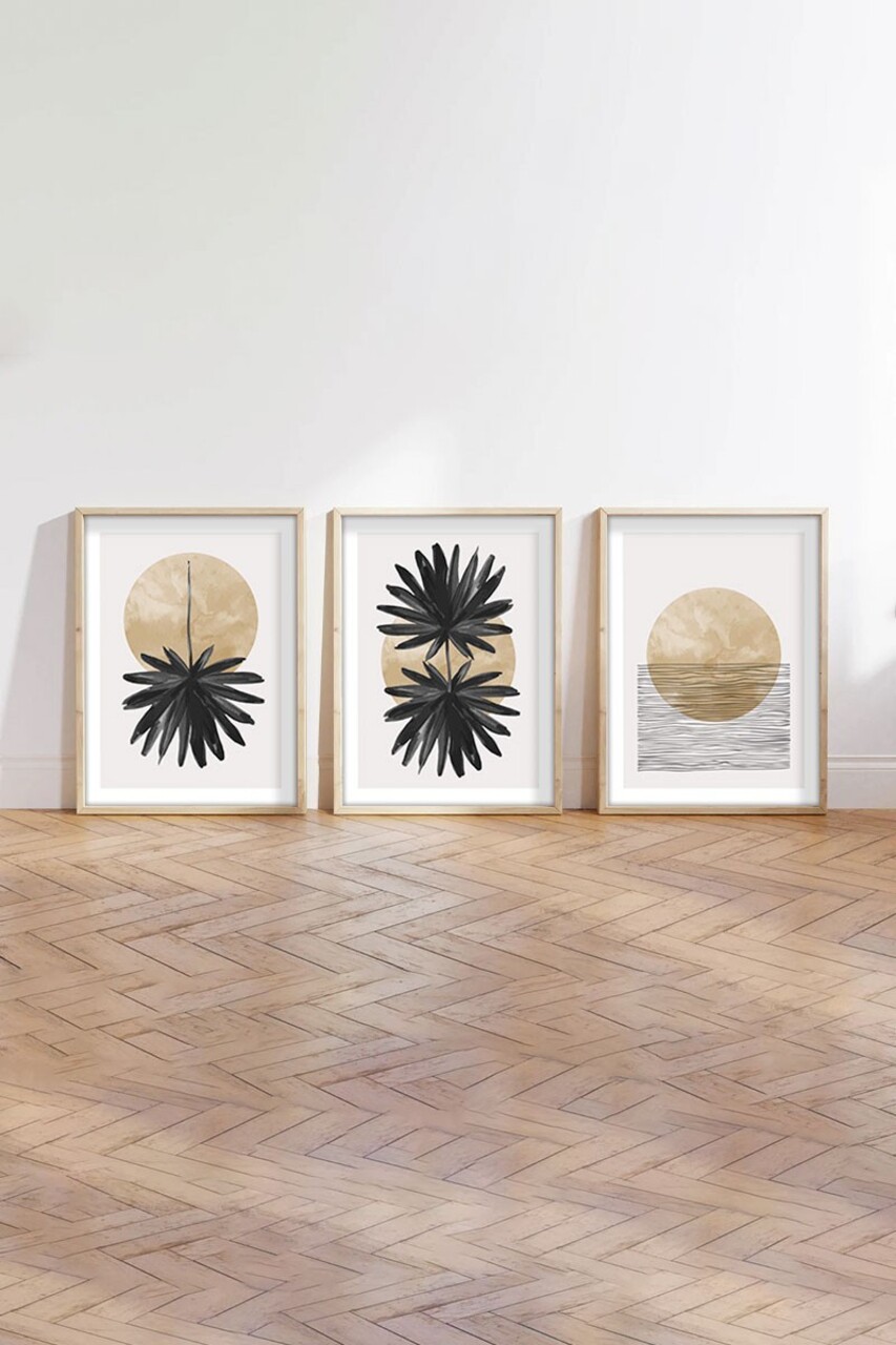 Set 3 tablouri decorative, Huhu210, Cadru: 100% LEMN MASIV (Grosime: 2,5 cm), Multicolor - view 5