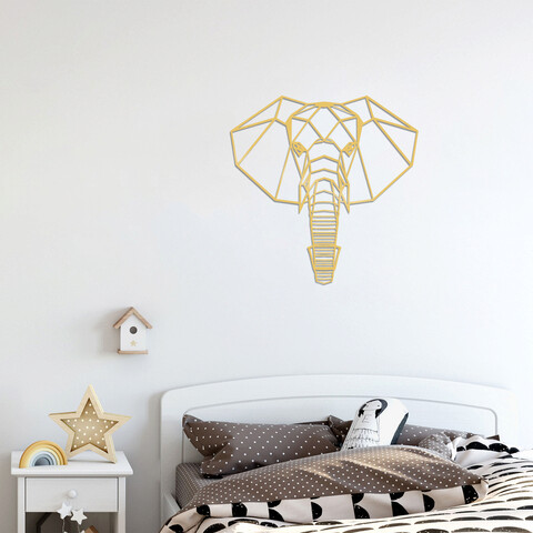 Decoratiune de perete, Elephant 2, Metal, Dimensiune: 46 x 46 cm, Auriu
