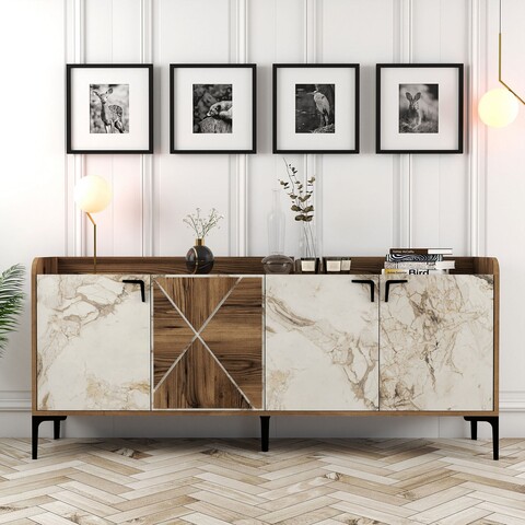 Consola, Hommy Craft, Venedik, 180 x 78 x 35 cm, pal melaminat, nuc/alb Comode