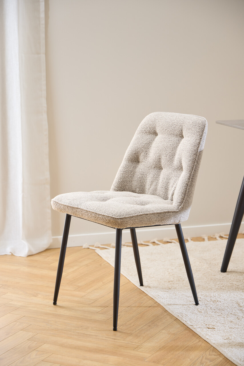 Scaun Brooke, Actona, 50x55x84 cm, tesatura Boucle/otel, bej - view 5