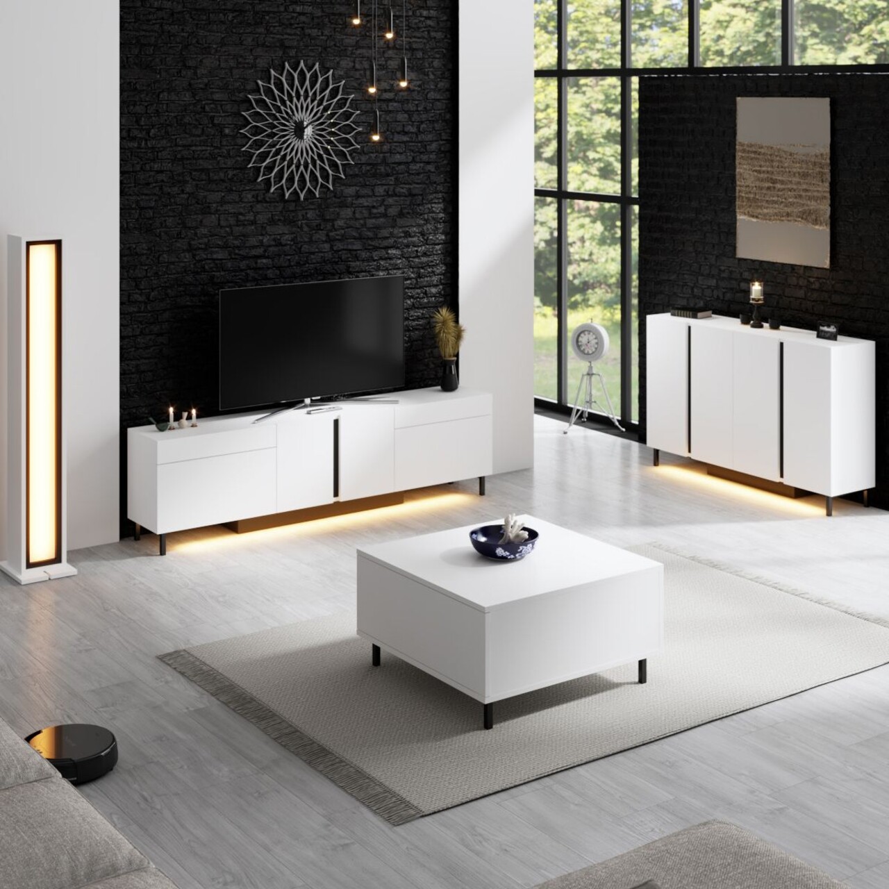 Comoda TV, Hanah Home, Paris, 180x50x32 cm, Alb - imagine 6