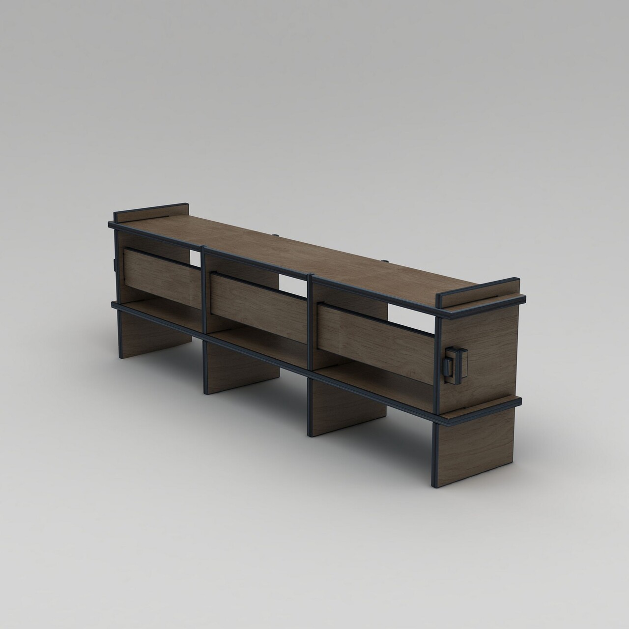 Comoda TV, Hanah Home, Umbra, 220x70x38 cm, Placaj, Maro - imagine 3