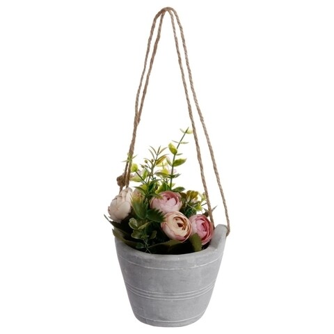 Aranjament floral in vas de ciment, 135355, 18.5 x 12 cm