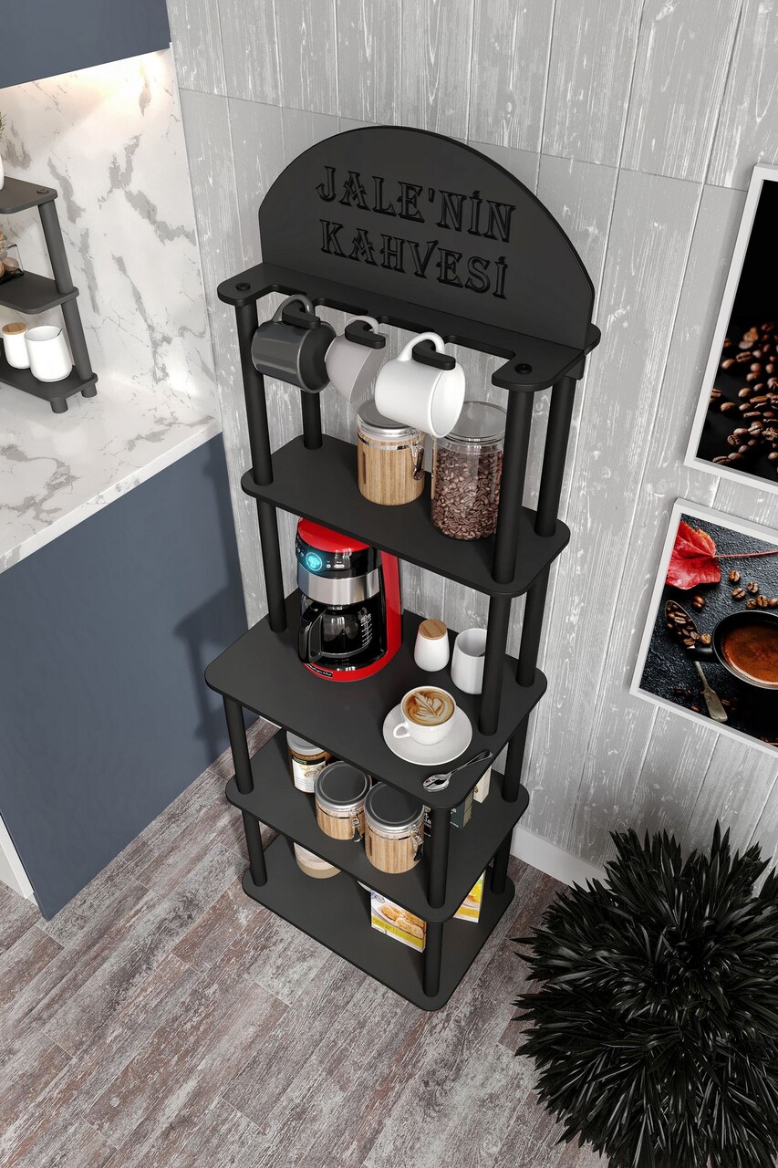 Dulap de bucatarie, Hanah Home, Lungo, 30x50x140 cm, MDF , Negru - imagine 9