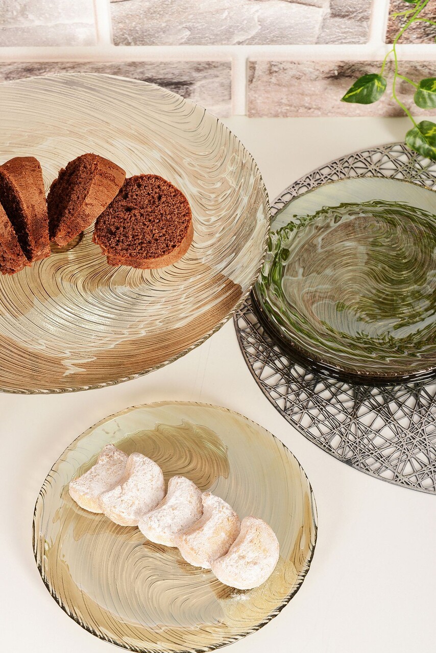 Set platouri servire desert, Hermia, 330SBL1119, Farfurie: 21 cm (6 bucăți), Fumuriu - imagine 4