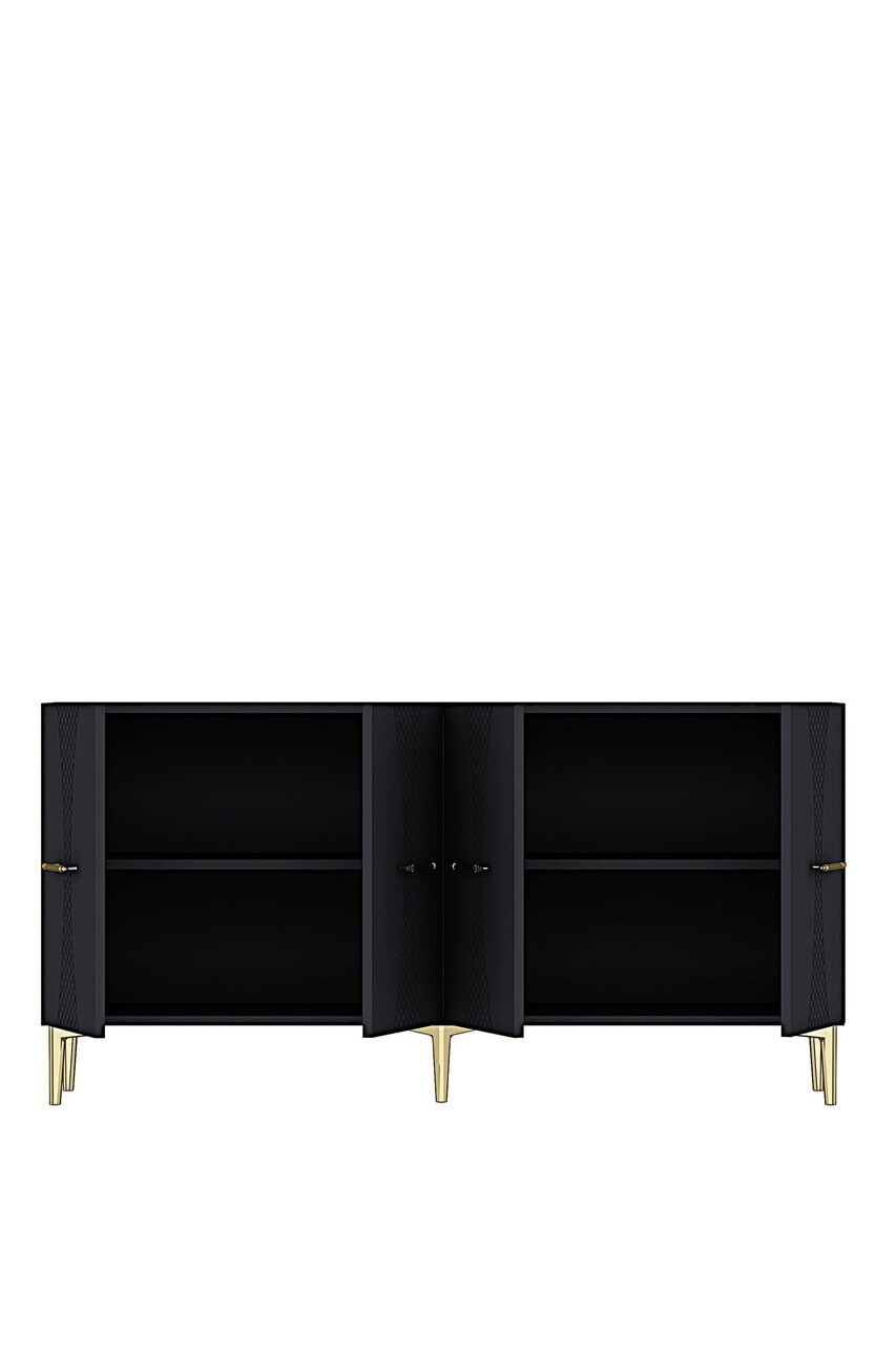Consola, Hanah Home, Slim 150, 150x75x32 cm, Antracit / Aur — imaginea 6