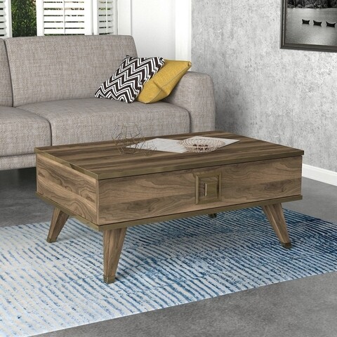 Masuta de cafea Gloss, Tera Home, 90x60x40 cm, aluna/auriu 90x60x40
