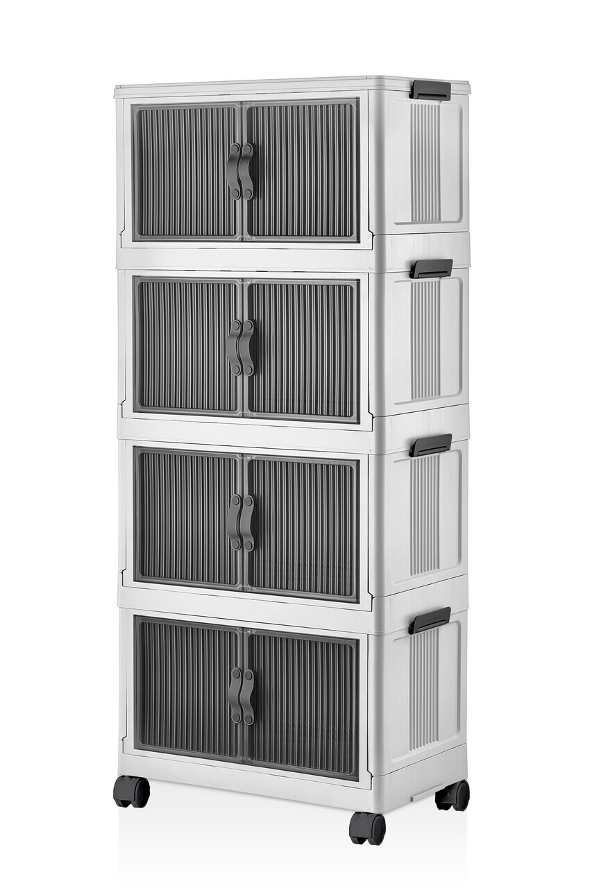 Dulap multifunctional, Hanah Home, Lavine 127, 56x127x56 cm, PLASTIC, Alb — imaginea 5