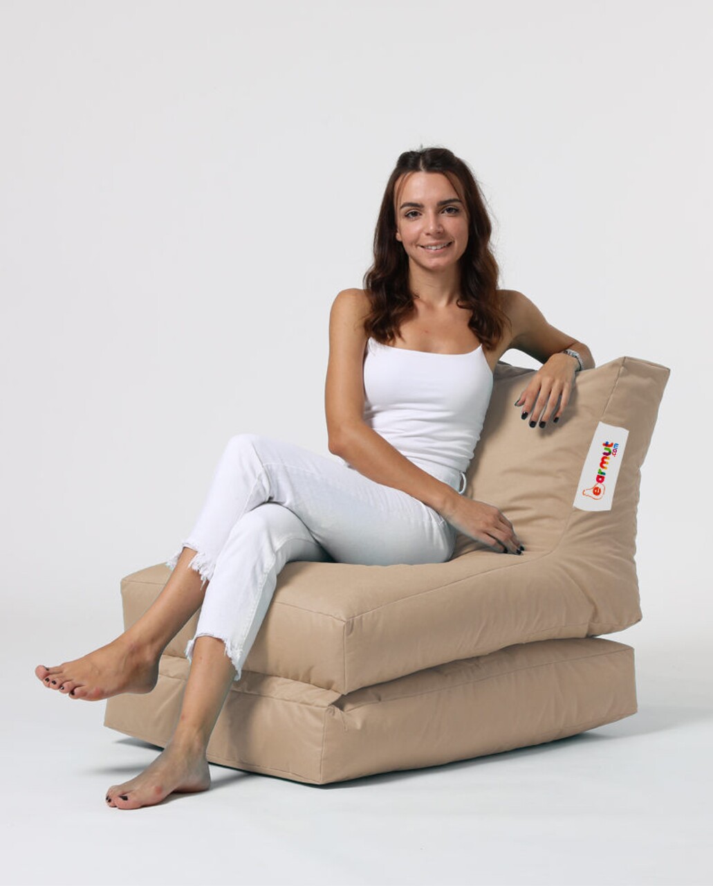 Fotoliu Extensibil, Siesta, Ferndale Bean Bag, 55 - 180 Cm, Poliester Impermeabil, Bej Nurca