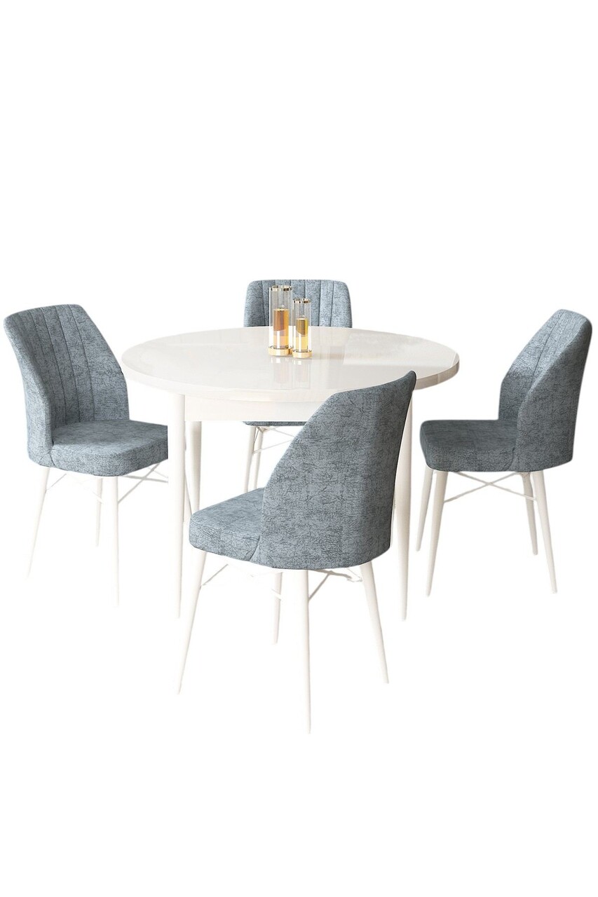 Set masă și scaune (5 bucăți), Hanah Home, Rox, Alb/Gri - view 2