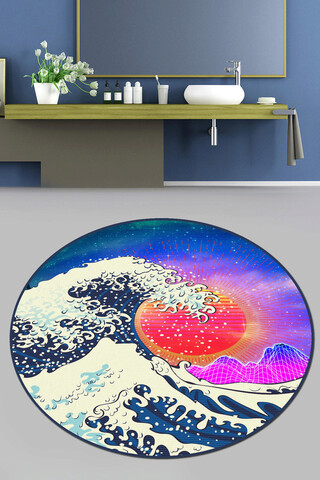 Covoraș de baie, Chilai Home, Tidal Wave Djt (160 cm), Poliester, Multicolor