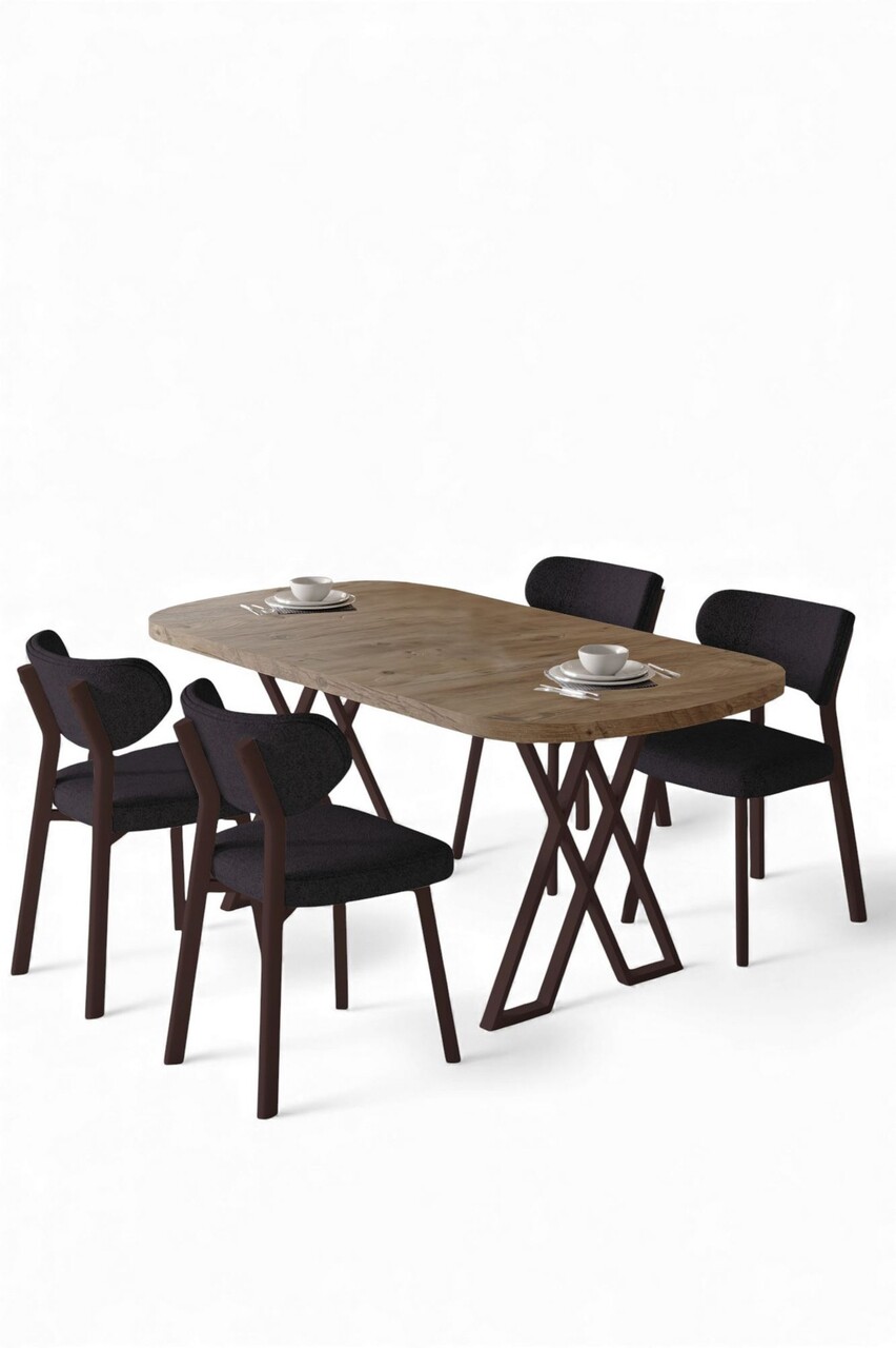 Set masă și scaune (5 bucăți), Hanah Home, Axton, Pin Atlantic / Antracit - view 2