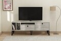 Comoda TV, Coraline, Aris, 150x53x35 cm, PAL, Gri/Alb